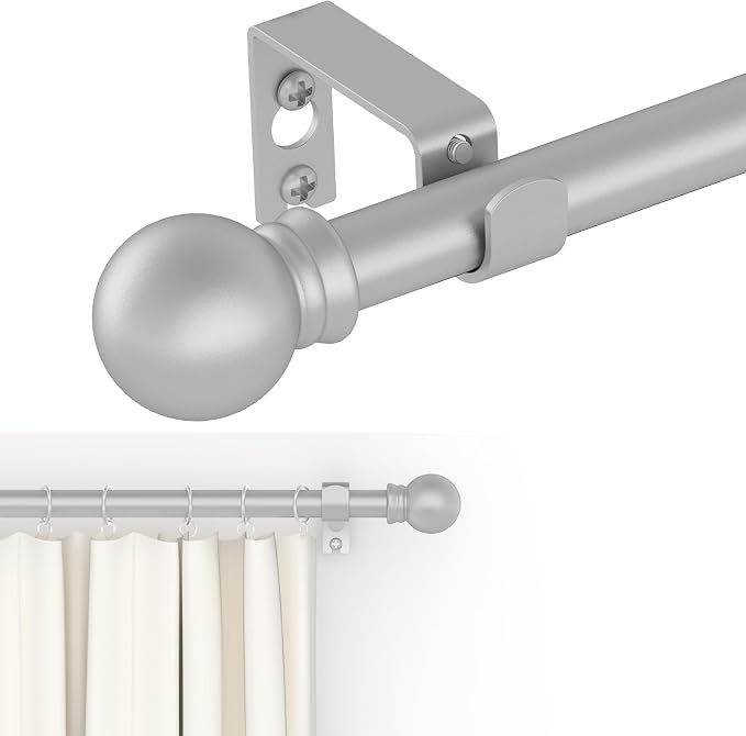 GXOACKJ Curtain Rods for windows 48 to 84-93 inch, 5/8 inch Decorative Silver by GXOACKJ