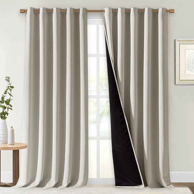 NICETOWN Full Shading Curtains for Windows, Super Heavy-Duty Black Lined by NICETOWN