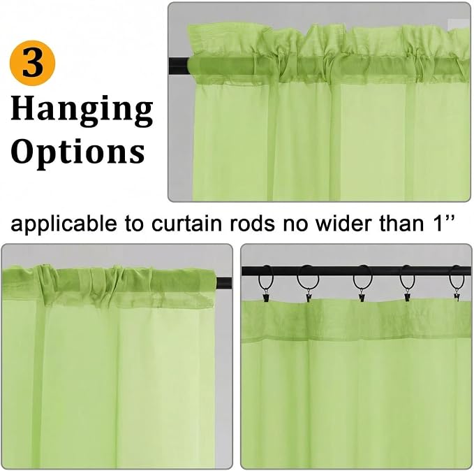 Gwine Short Kitchen Sheer Curtains 30 Inch Length - Image 2