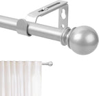 Silver Curtain Rod for Windows 66 to 120 Inch, 5/8 Inch Diameter Adjustable by Poskena