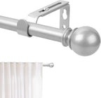 Silver Curtain Rod for Windows 48 to 84 or 88 Inch, 5/8 Inch Diameter by Poskena