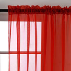 SpaceDresser Basic Rod Pocket Sheer Voile Window Curtain Panels Red 1 Pair 2 - Image 4