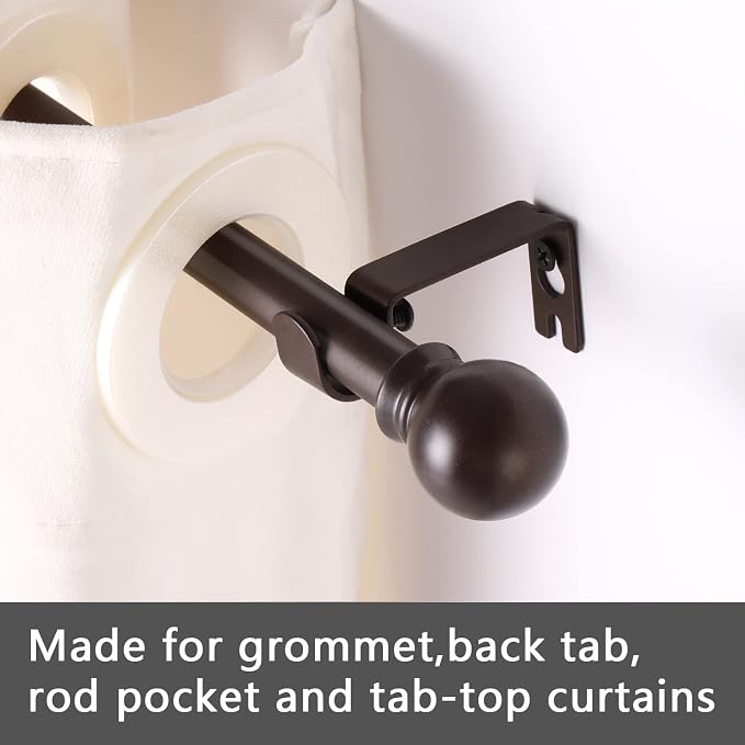 GXOACKJ Curtain Rods for windows 32-48 inch, 5/8 inch Decorative Brown Splicing - Image 3
