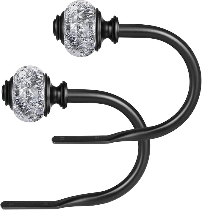 2 Pack Curtain Holdbacks, USFOOK Black Decorative Window Drapery Tiebacks by USFOOK