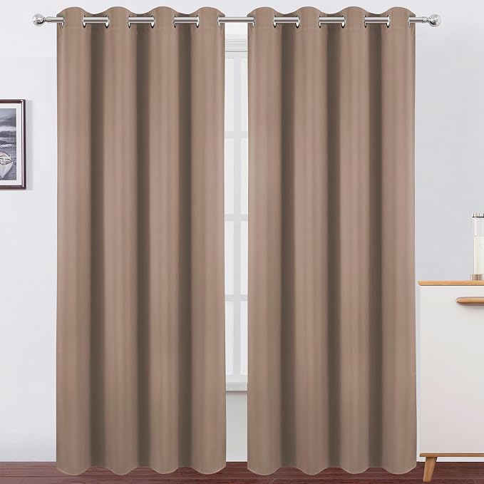 LEMOMO Blackout Curtains 52 x 90 Inch Long Cappuccino Curtains Set of 2 Panels by Lemomo