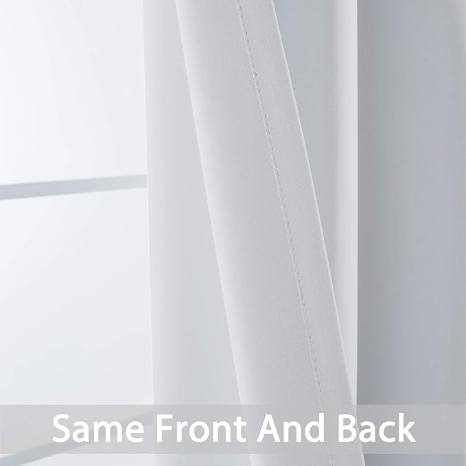Yakamok Greyish White Curtains for Bedroom, Grommet Thermal Insulated Room - Image 5