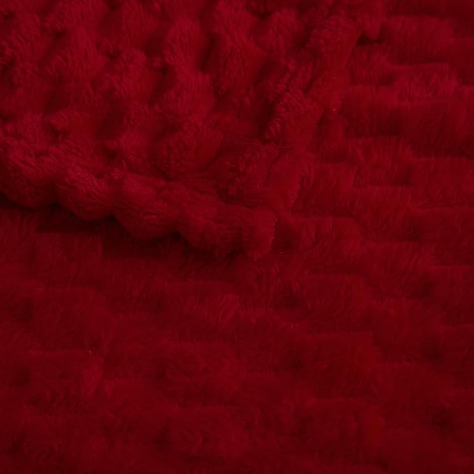 Puncuntex Red Throw Blanket 108"×90" inches Fuzzy 3D Jacquard Decorative - Image 4