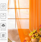 youleyar Solid Sheer Rod Pocket Curtain Voile Draperies 2 Panels Orange Beige - Image 4