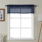 Gwine Navy Blue Valances for Windows, Small Light Filtering Rod Pocket Cafe by Gwine
