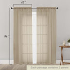Taupe Sheer Curtains 84 Inches Long 2 Panels, Soft Airy Light Filtering Curtains - Image 2
