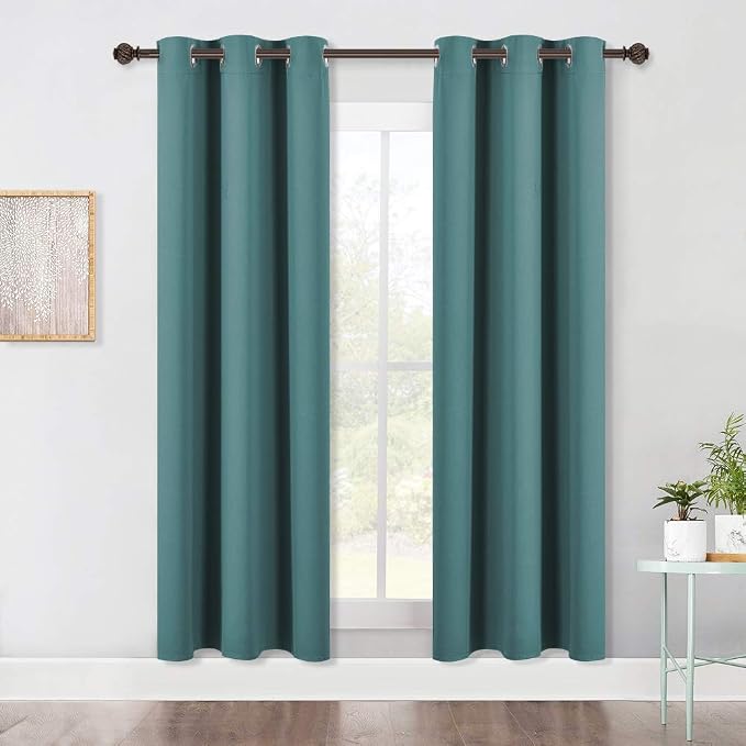 NICETOWN Blackout Window Curtains 70" L, 2 Panels, 34 inch, Sea Teal, Grommet by NICETOWN