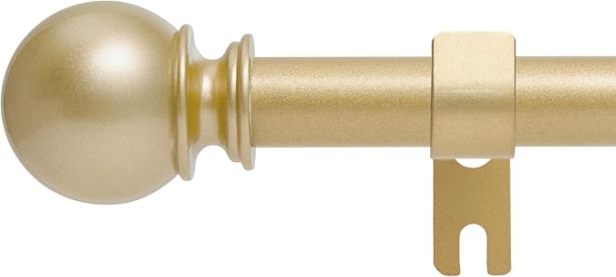 Gold Curtain Rods for Windows 48 to 84, 5/8 Inch Black Heavy Duty Metal Curtain by Poskena