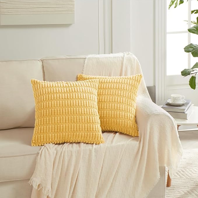 Fancy Homi 4 Packs Yellow Decorative Throw Pillow Covers 22x22 Inch - Image 6