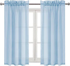 DWCN Sky Blue Sheer Curtains Semi Transparent Voile Rod Pocket Curtains - Image 9