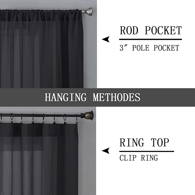 Tollpiz Sheer Tier Curtains Kitchen Linen Textured Half Curtain Sheers Light - Image 5