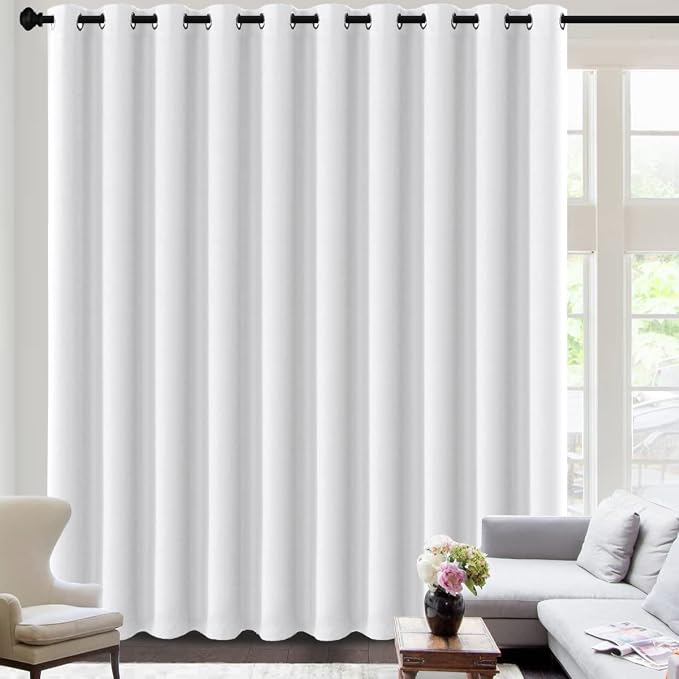 H.VERSAILTEX White Curtains for Sliding Glass Door Room Divider Curtains Noise by HVERSAILTEX