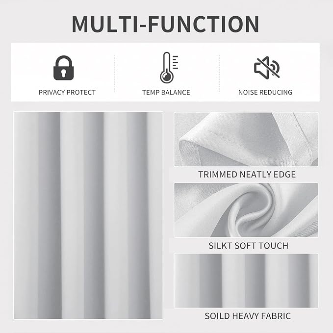 Joydeco White Curtains 63 Inches Long 2 Panels Set, Thermal Insulated Long - Image 3