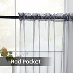youleyar Solid Sheer Rod Pocket Curtain Voile Draperies 2 Panels White Beige - Image 3