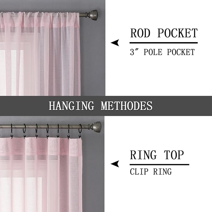 Tollpiz Sheer Tier Curtain Linen Textured Half Kitchen Curtains Sheer Light - Image 5