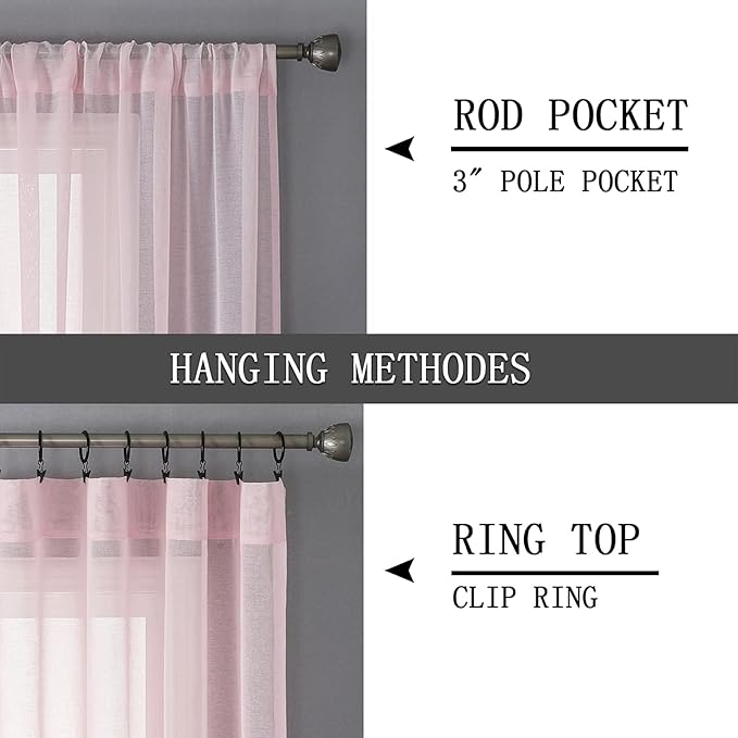 Tollpiz Short Sheer Curtains Linen Textured Living Room Curtain Sheers Light - Image 5