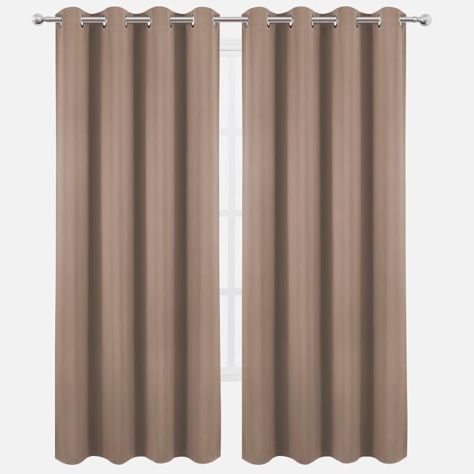 LEMOMO Blackout Curtains 52 x 90 Inch Long Cappuccino Curtains Set of 2 Panels - Image 2