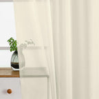 Cream Window Sheer Curtains 54 inch Length, Soft Airy Light Filtering Sheer - Image 5