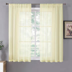 Tollpiz Short Sheer Curtain Living Room Linen Textured Curtains Sheer Light by Tollpiz
