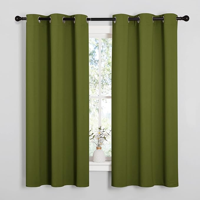 NICETOWN Olive Green Blackout Curtains 68 inches Length by NICETOWN