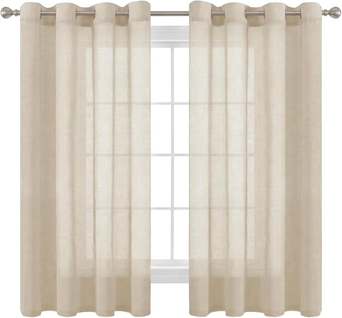 H.VERSAILTEX Linen Curtains Nickel Grommet Natural Linen Semi-Sheer Curtains 2 by HVERSAILTEX