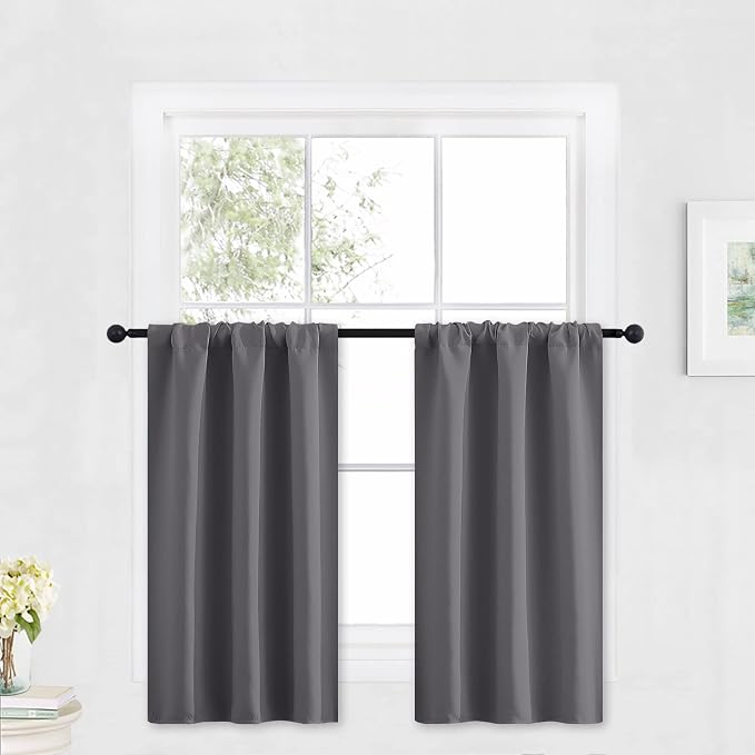 RYB HOME Kitchen Blackout Curtains Over Sink 36 inch Length, Rod Pocket Summer by RYBHOME