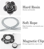 Lewondr Drapery Holders, Vintage Resin Flower Curtain Ties - Image 2