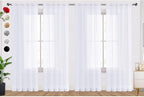 SpaceDresser Optical White Sheer Curtains 4 Panels Rod Pocket Semi-Sheer by SpaceDresser