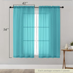 Sheer Turquoise Curtains for Bedroom Living Room 54 Inch Length 2 Panels Set - Image 2