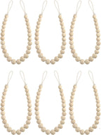Hion 6 Pcs Boho Curtain Tiebacks, Wood Beads Curtain Holdbacks, Outdoor by Hion