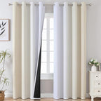 Estelar Textiler Beige and Greyish White Ombre Blackout Curtains 90 Inch Length by ESTELARTEXTILER