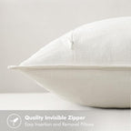 MIULEE Decorative Linen Pillow Covers 16x16 Inch Cream White Boho Farmhouse - Image 3