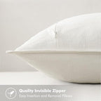 MIULEE Decorative Linen Pillow Covers 18x18 Inch Cream White Boho Farmhouse - Image 3