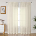 Gwine Cream Sheer Curtains 90 Inches Long 2 Panels Set, Light Filtering Solid by Gwine
