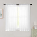 Sheer White Curtains for Bedroom Living Room 54 Inch Length 2 Panels Set by WelvetBLK
