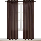 DWCN Brown Sheer Curtains Semi Transparent Voile Rod Pocket Curtains - Image 9