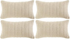 Fancy Homi 4 Packs Boho Cream Decorative Throw Pillow Covers 12x20 Inch by Fancy+Homi
