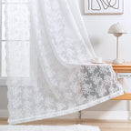YJ YANJUN Vintage Lace Curtains 72 Inches Long- Victorian Floral Pattern White - Image 4