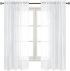 DWCN White Sheer Curtains Semi Transparent Voile Rod Pocket Curtains - Image 9