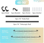 TVWOO Wrap Around Curtain Rods, 5/8 Inch Adjustable Blackout Curtain Rod Set - Image 8