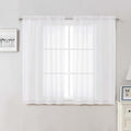 Lecloud White Sheer Curtains 48 Inch Length 2 Pcs, Light Filtering Voile by Lecloud