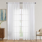 OVZME White Sheer Curtains 84 Inches Long 2 Panels Set, 59 Inch Extra Wide by OVZME