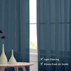 OVZME Dusty Blue Sheer Curtains 108 Inches Long, Light Filtering Semi - Image 5