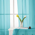 Lecloud Aqua Sheer Curtains for Bedroom 54 Inch Length 2 Pcs, Rod Pockets Solid - Image 7