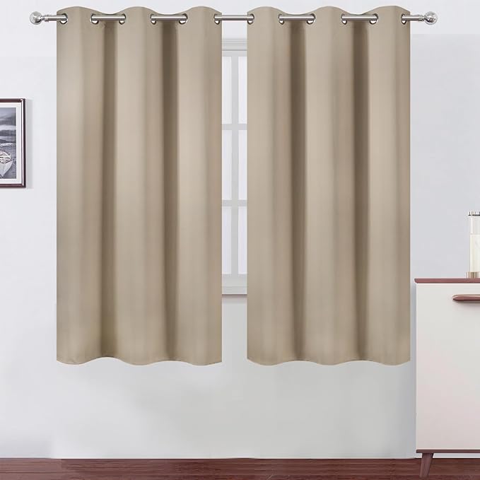 LEMOMO Khaki Thermal Blackout Curtains/38 x 63 Inch/Set of 2 Panels Room by Lemomo