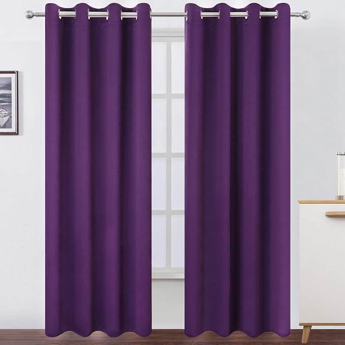 LEMOMO Blackout Curtains 52 x 120 Inch Long Purple Curtains Set of 2 Panels by Lemomo